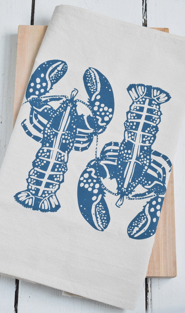 Double Lobster Tea Towel Navy