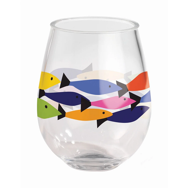 Rainbow Fish Stemless Wine Glass – Sheepscot River Pottery