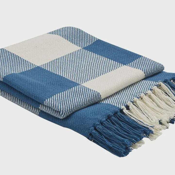 Wicklow Check throw China blue