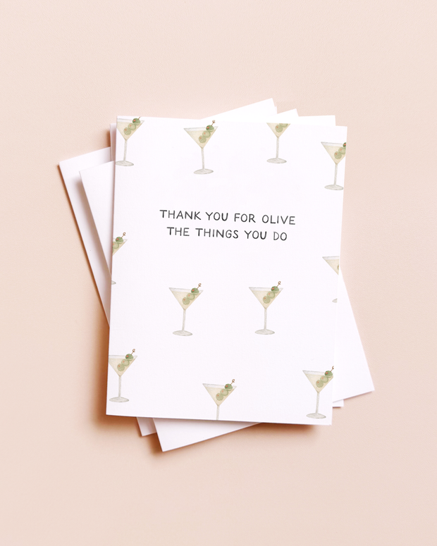 Olive The Things Martini — Cocktail Pun Thanks Card