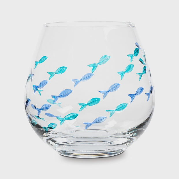 Blue Green  Fish Wine stemless