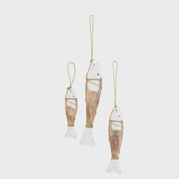 Hanging Wood Fish Décor