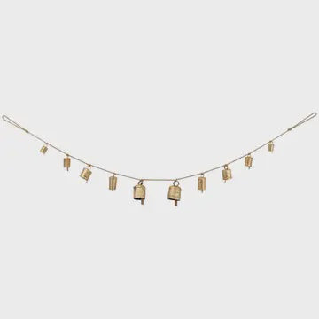 48" Long Iron & Jute Gold Bell Garland