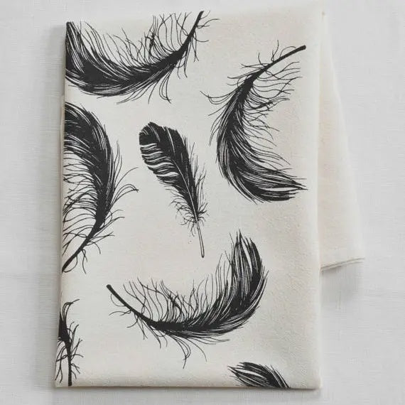 Feathers Tea Towel Black