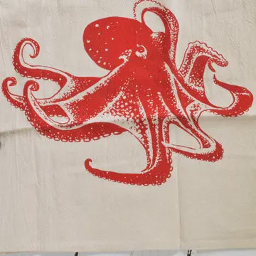 Octopus Tea Towel Red