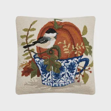 Fall Bird w/Teacup hook pillow