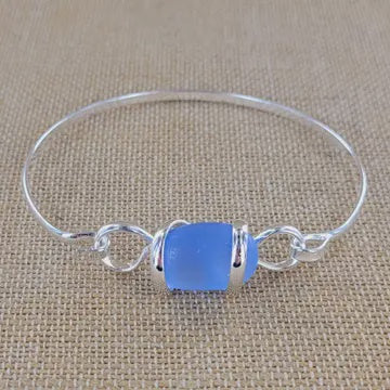 Sea Glass Bracelet  Lt cobalt