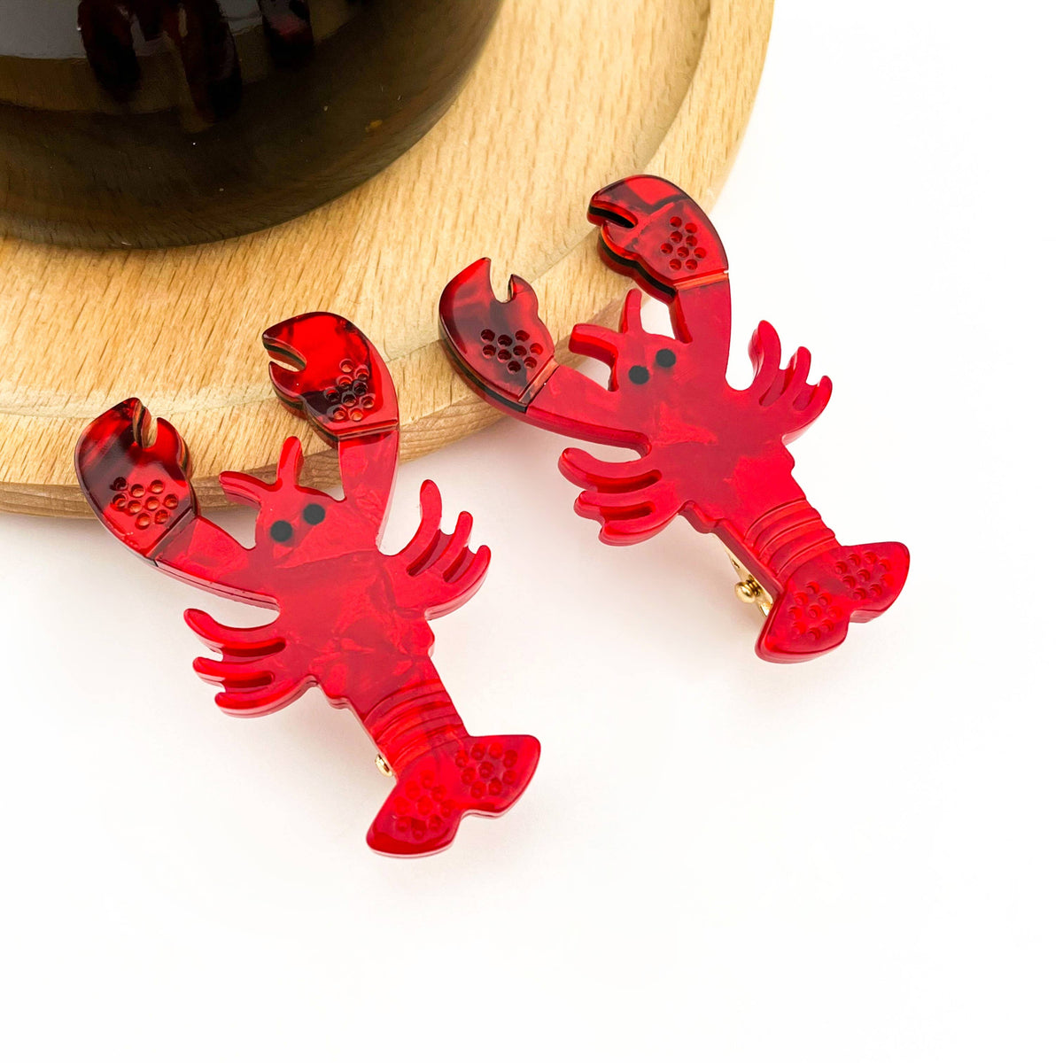 Red Lobster Alligator Hair Clip, Acetate Hair Clip