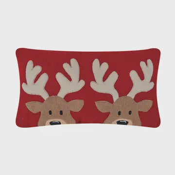 Felt Reindeer Embroidered Pillow