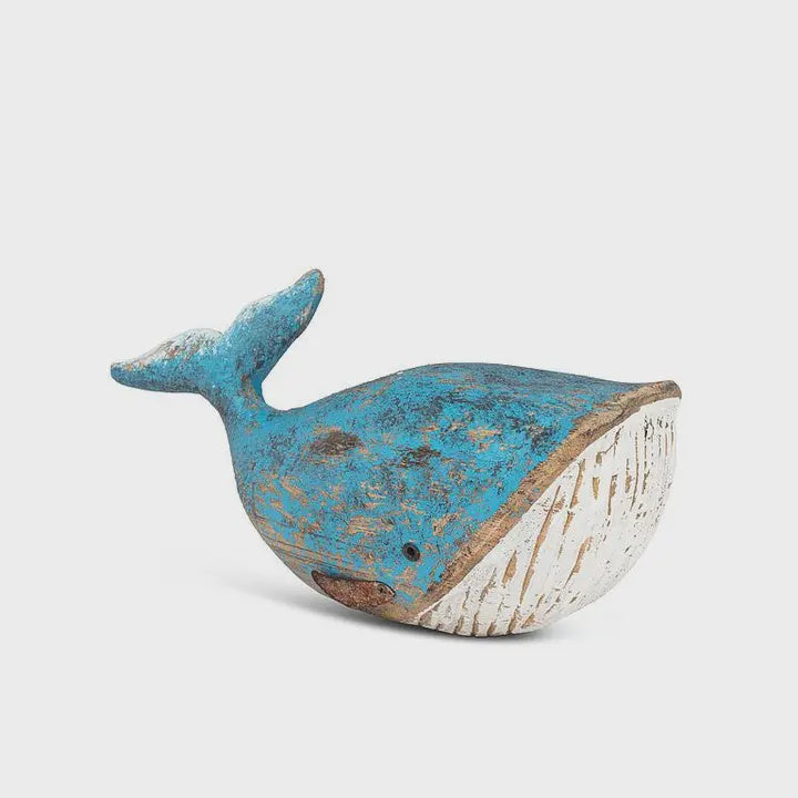 Small Blue Carved Whale