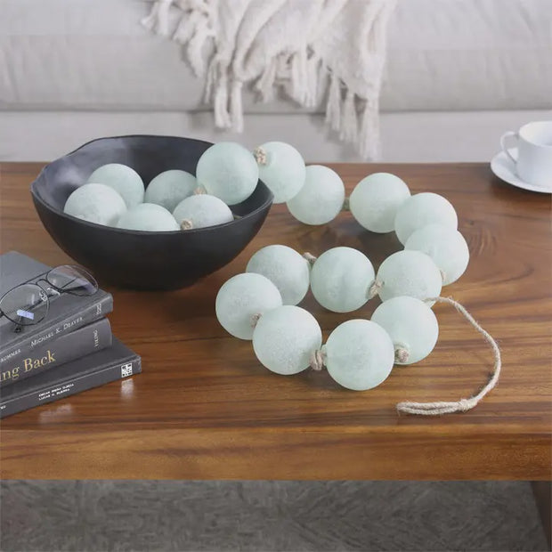 Frosted Glass Bead on Rope Garland Blue