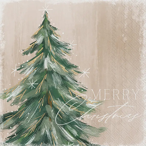 Paper Lunch Napkins - Gilded Painterly Tree Christmas