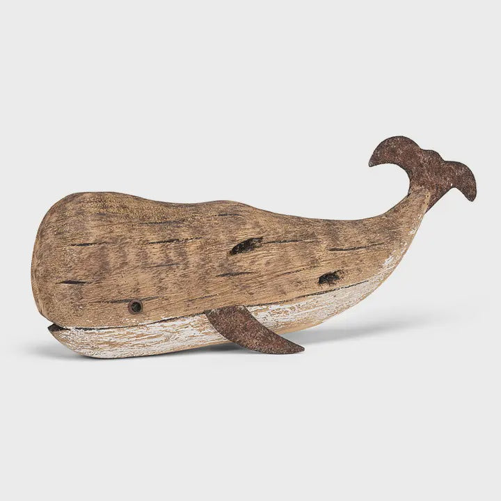 Rustic Carved Whale Natural