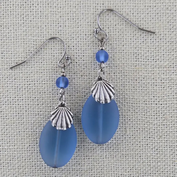 Sea Glass Shell Earring Lt Sapphire