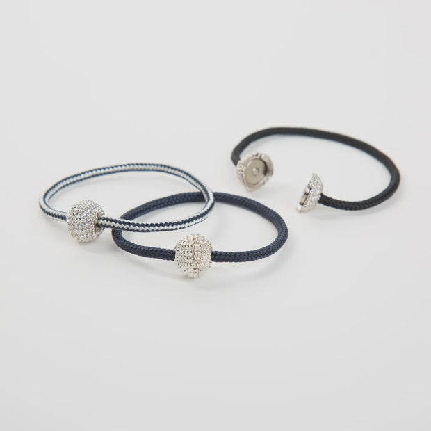 Captain's Cord Single Wrap Bracelet  Silver
