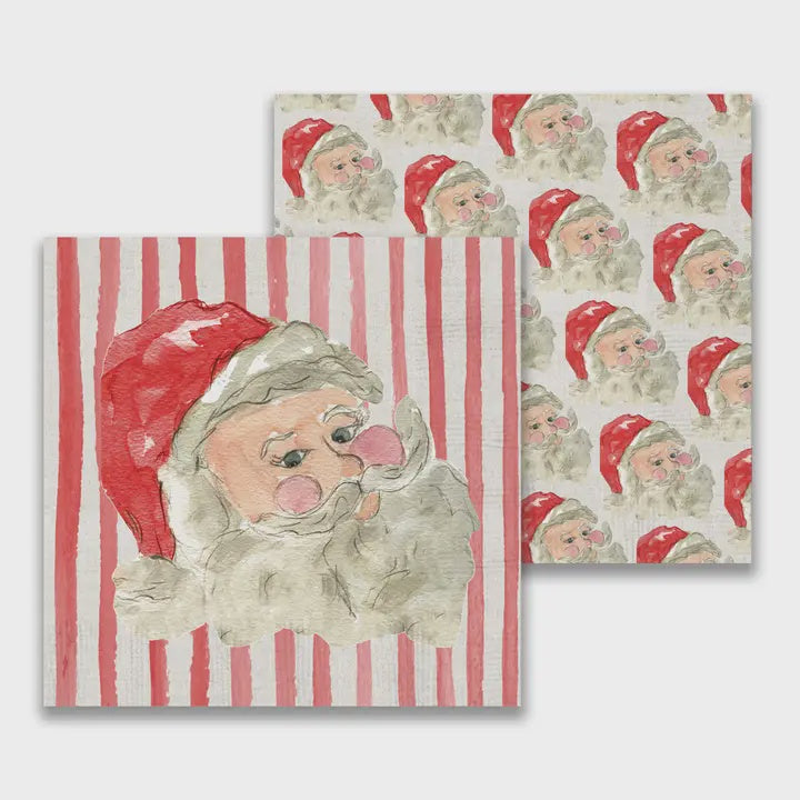 Santa with Red Hat Cocktail Napkin