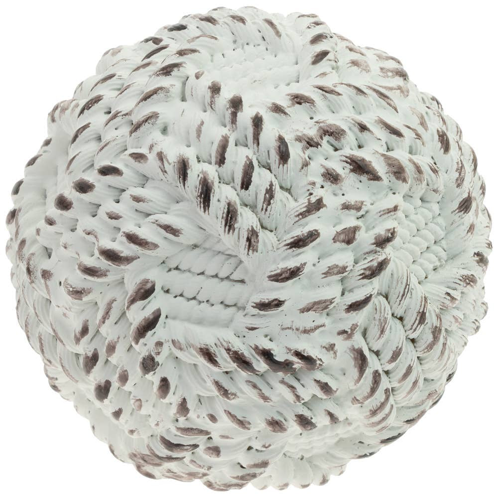 4" Diameter White Rope Ball Home Accent