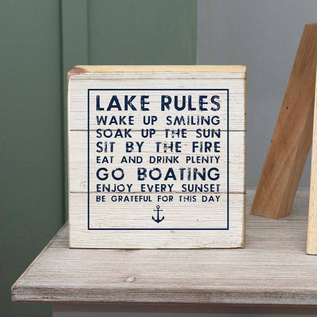Lake Rules Block Sign | Lake Decor | Wooden Decor