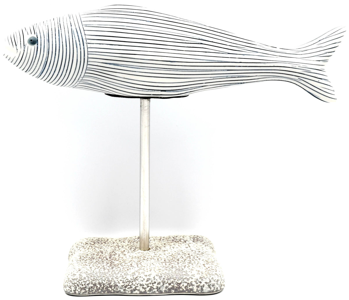 D040W27 ADRIANS S-Fish Porcelain Ceramic Sculpture Ornament