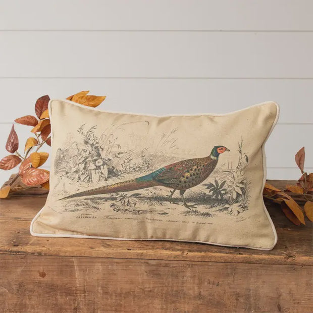 Vintage Pheasant Lumbar Pillow