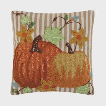 Pumpkins Embroidered Pillow