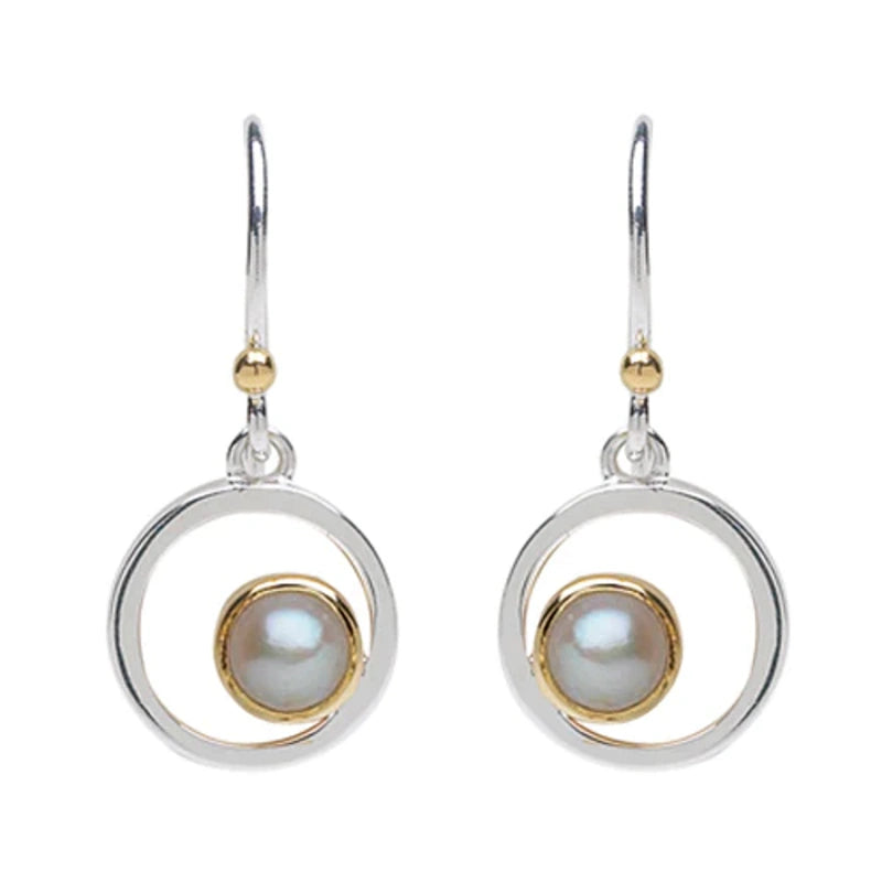 Open Circle Pearl Earrings