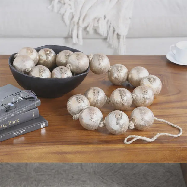 Frosted Glass Bead on Rope Garland Gold