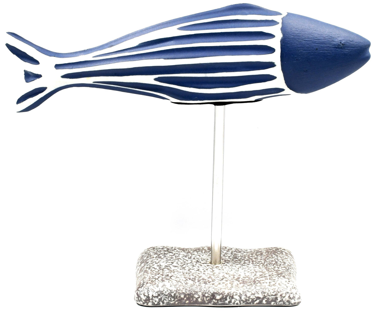 D040BL6 ADRIANS S-Fish Porcelain Ceramic Sculpture Ornament