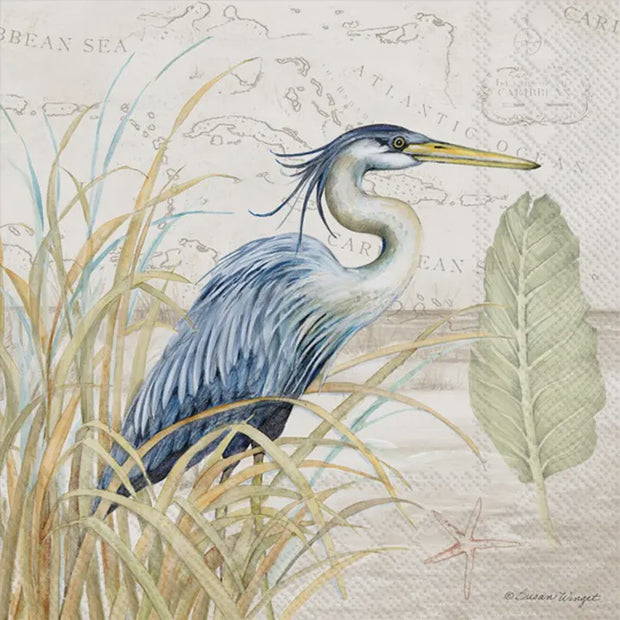 Blue Heron cocktail napkin