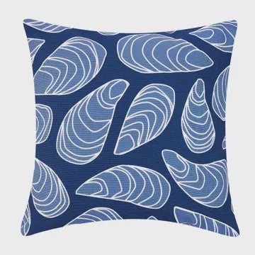 Blue Mussel Printed Indoor/Outdoor Pillow