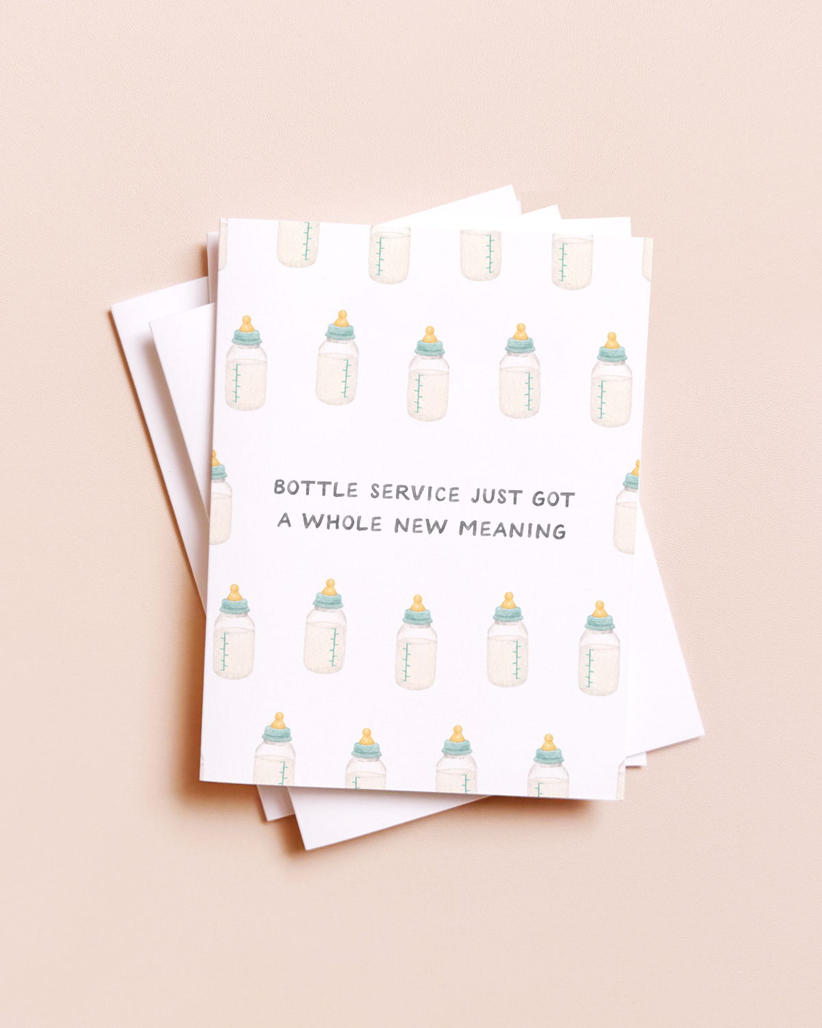 Bottle Service — Funny Drink Pun New Baby Card