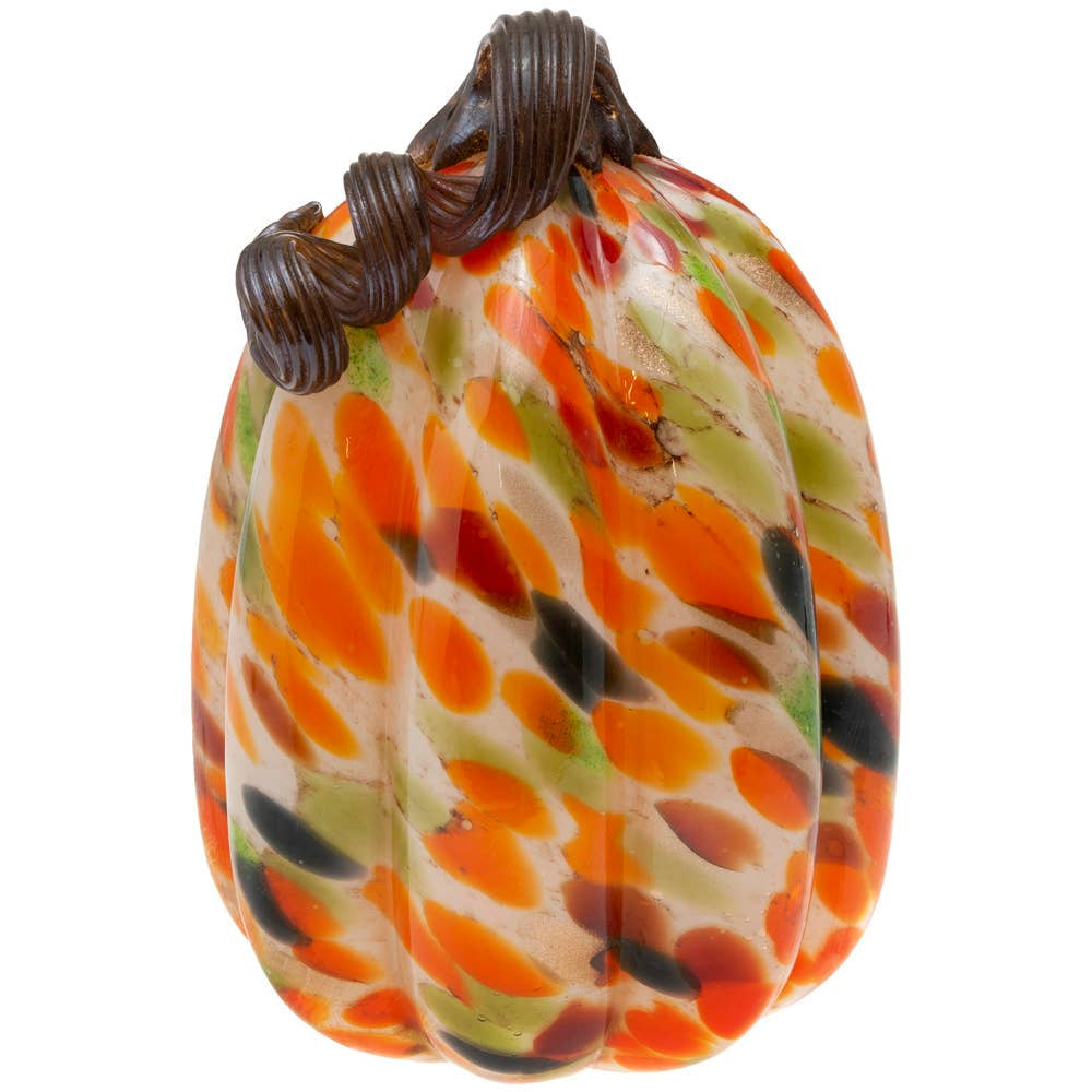 5.75" Dia Orange Confetti Glass Pumpkin Fall