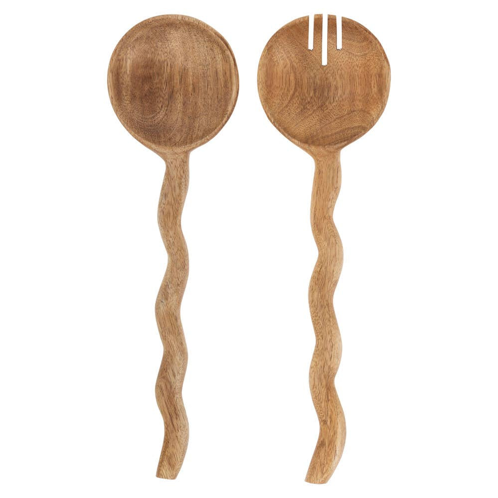 11.25" Wave Wood Serving Set