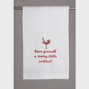 Merry Little Cocktail Embroidered Kitchen Towel