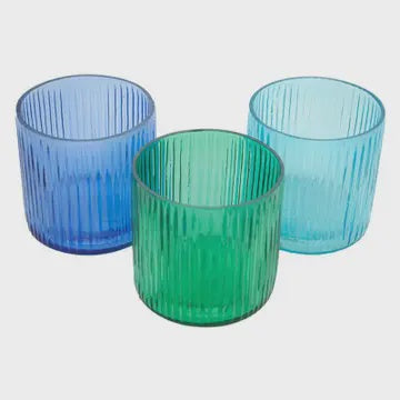 Sea Glass Ribbed Votive Candle Holder