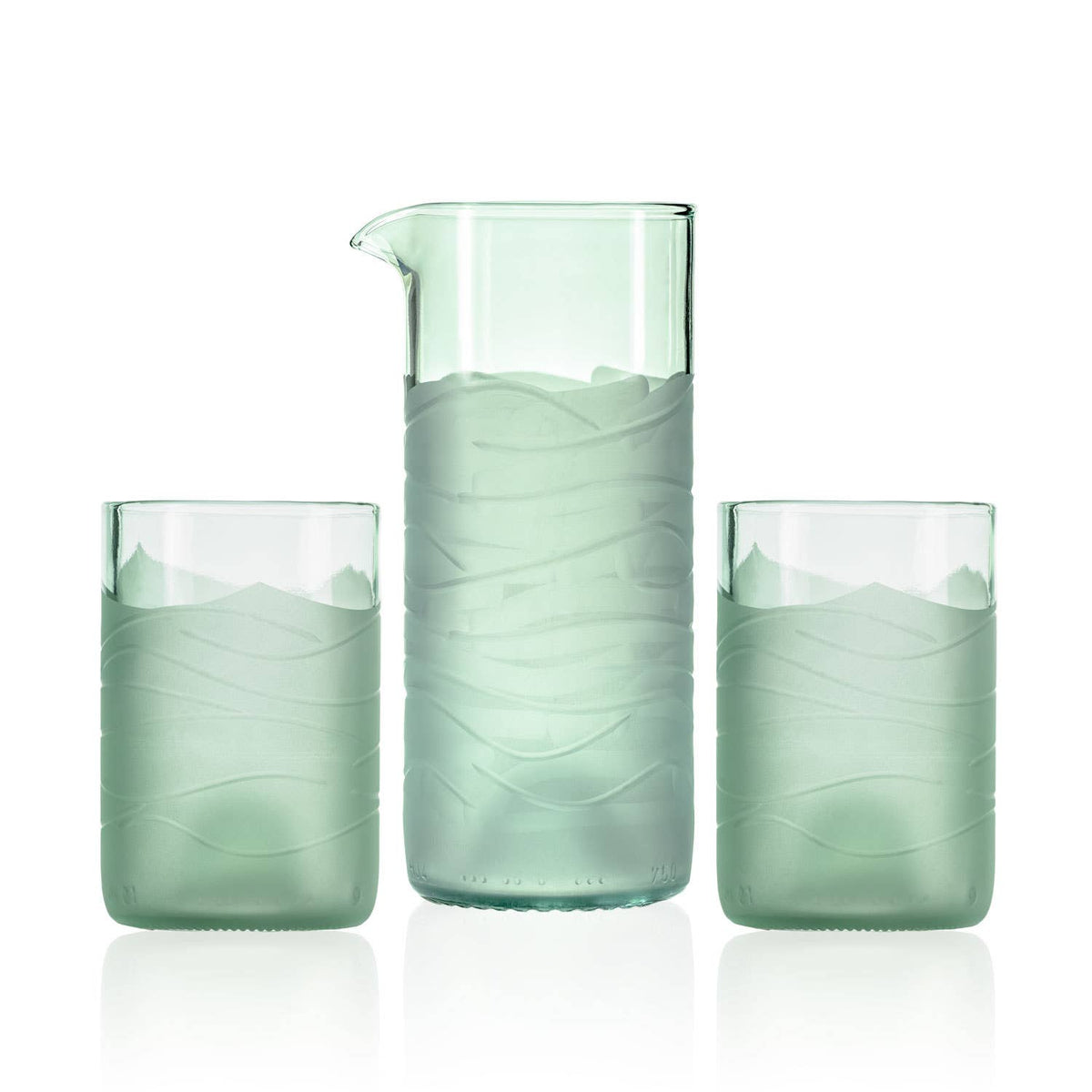 Glacier Glass 3pc Set – 16oz Pitcher & 2 Recycled Tumblers