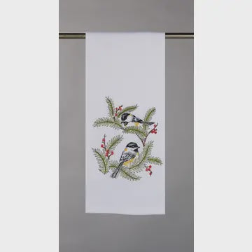 Chickadee Embroidered Kitchen Towel