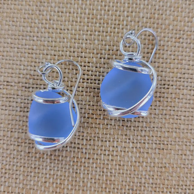 Cultured Sea Glass Earring cobalt