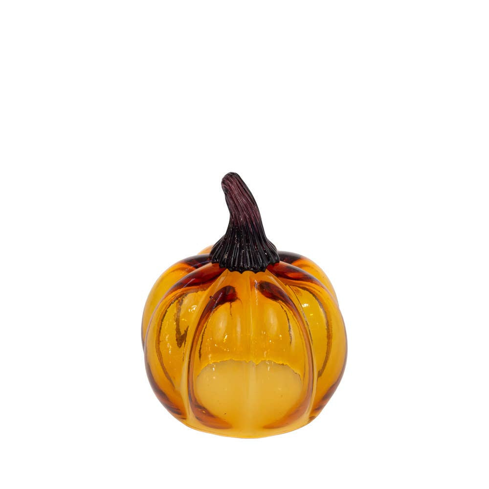 5" Dia Amber Glass Pumpkin Fall Autumn Décor