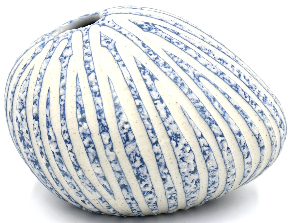158W16BLUE PEBBLE MINI L-Handcrafted Porcelain Bud Vase