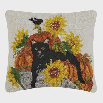 Cat & Sunflowers Hook Pillow