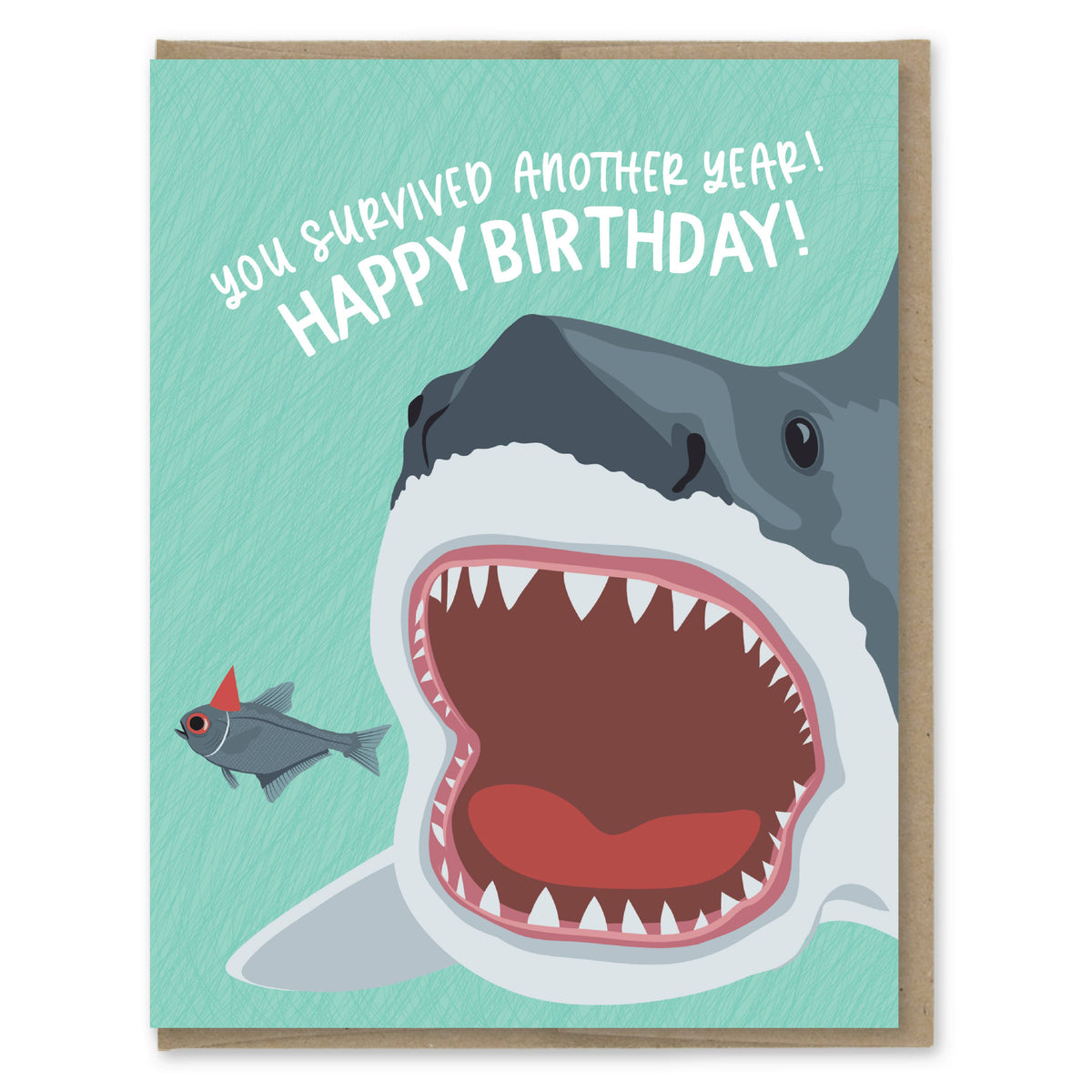 Survived Another Year Shark Jaws Birthday Card