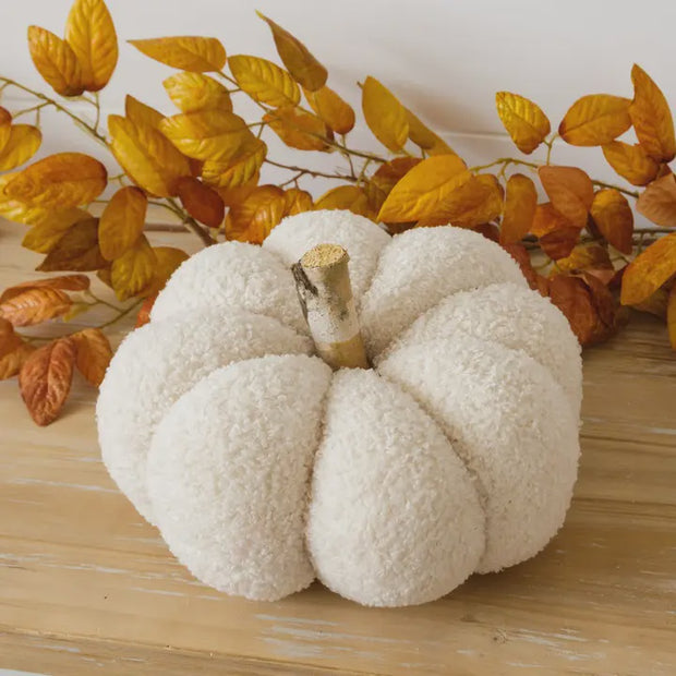 Cream Knit Pumpkin with Fabric Tag Sm