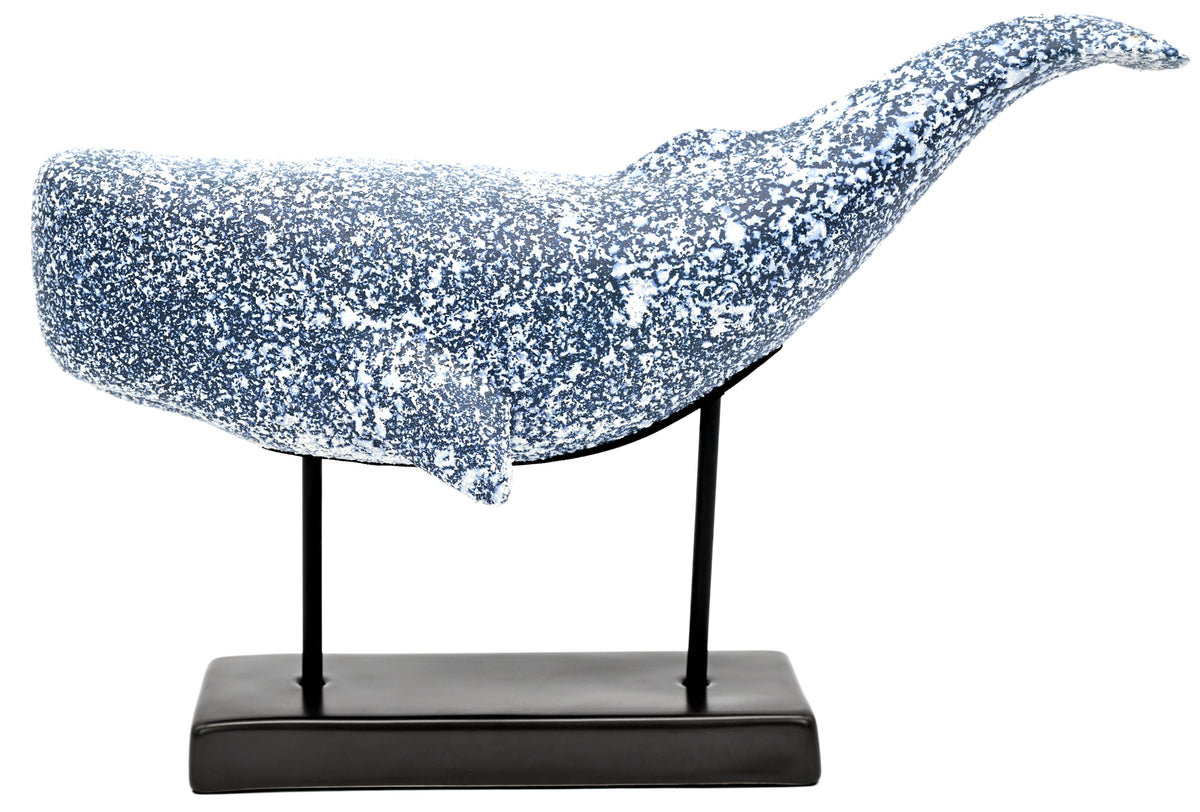 D547W15BLUEWHALE ON STAND Porcelain Ceramic Sculpture Ornament