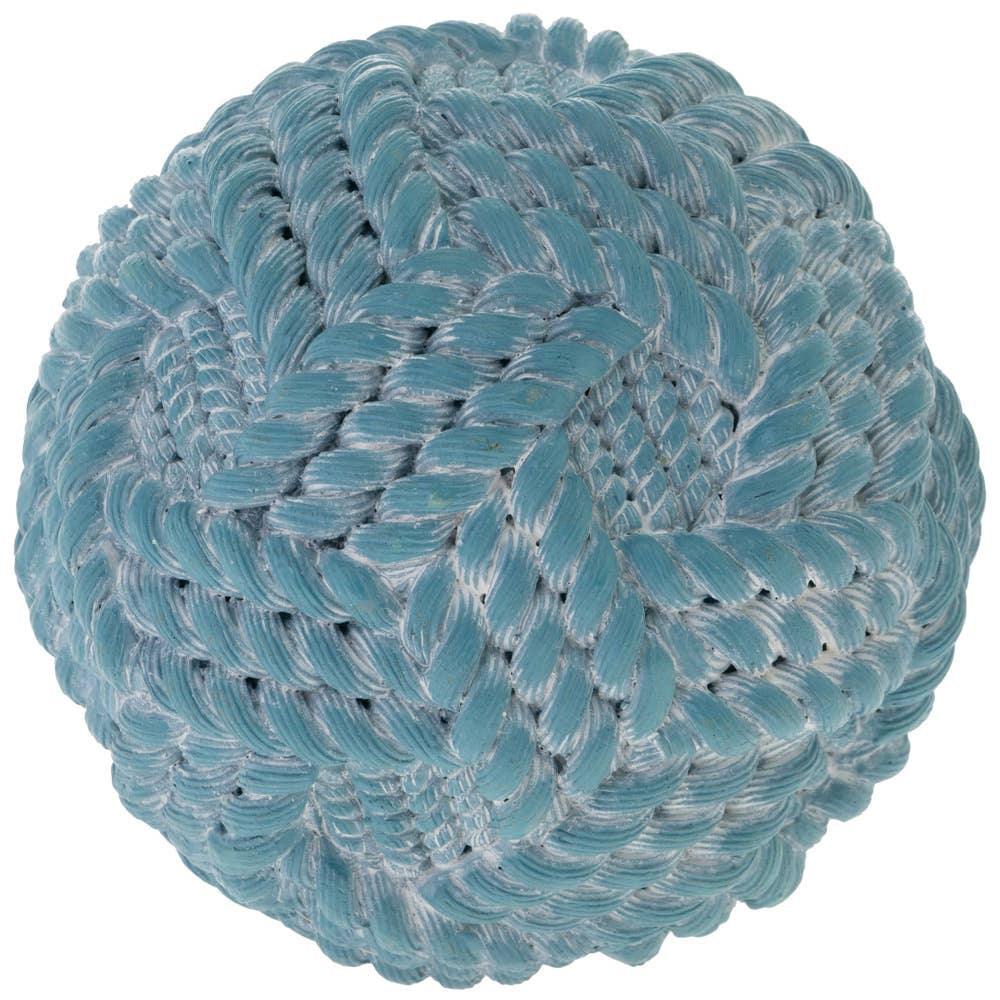4" Diameter Lite Blue Rope Ball Home Accent
