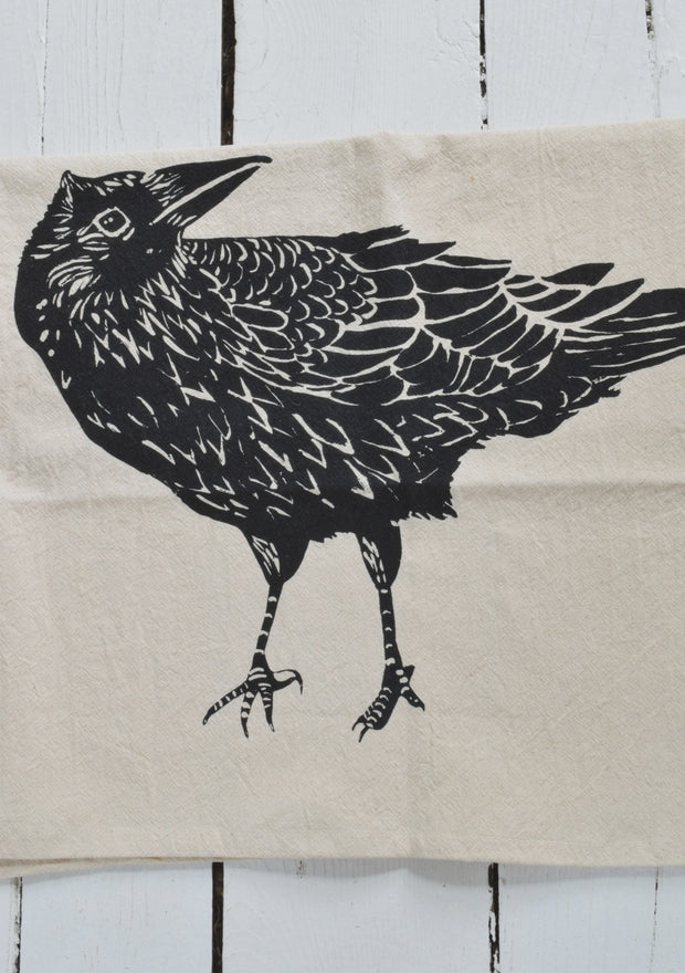 Crow Tea Towel Raven Print Black