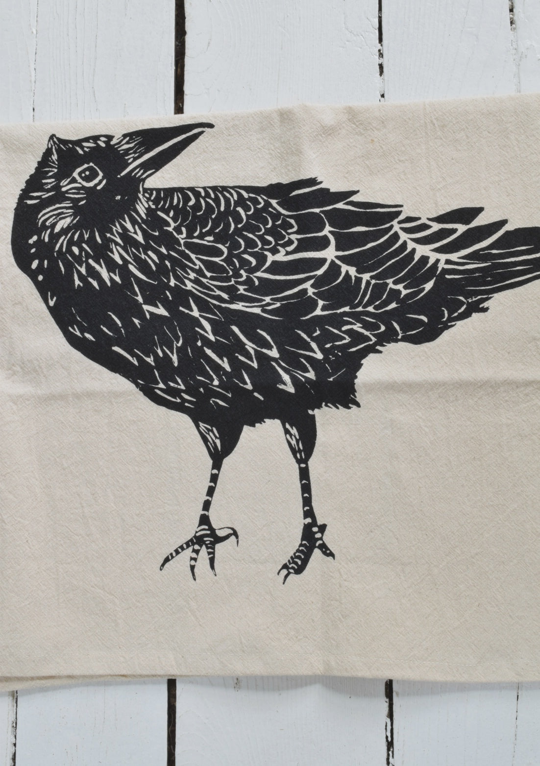 Crow Tea Towel Raven Print Black
