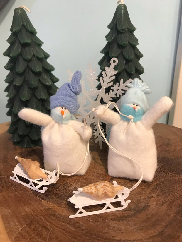 Little SnowFolk with Shell on Sled