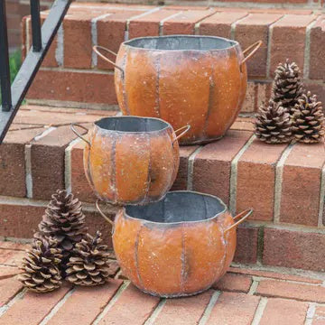 Large Metal Pumpkin Container