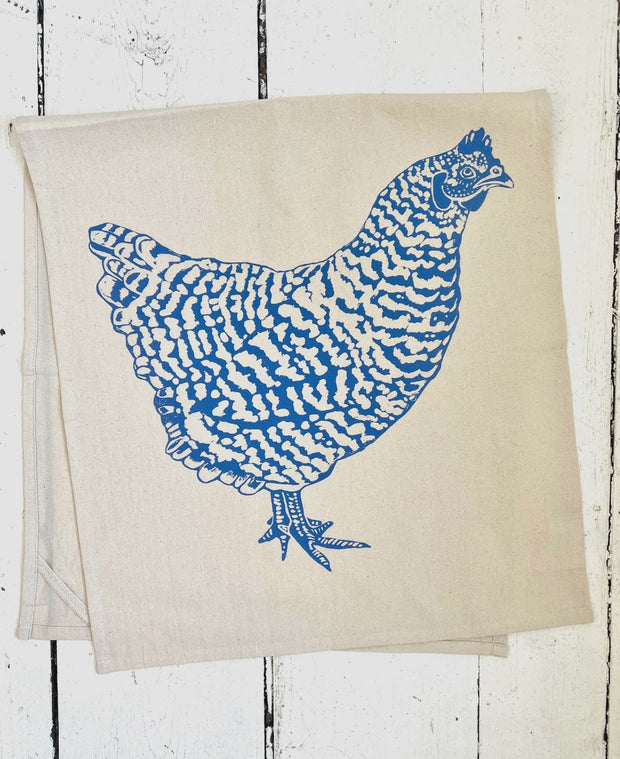 Chicken Tea Towel Rooster Blue Violet